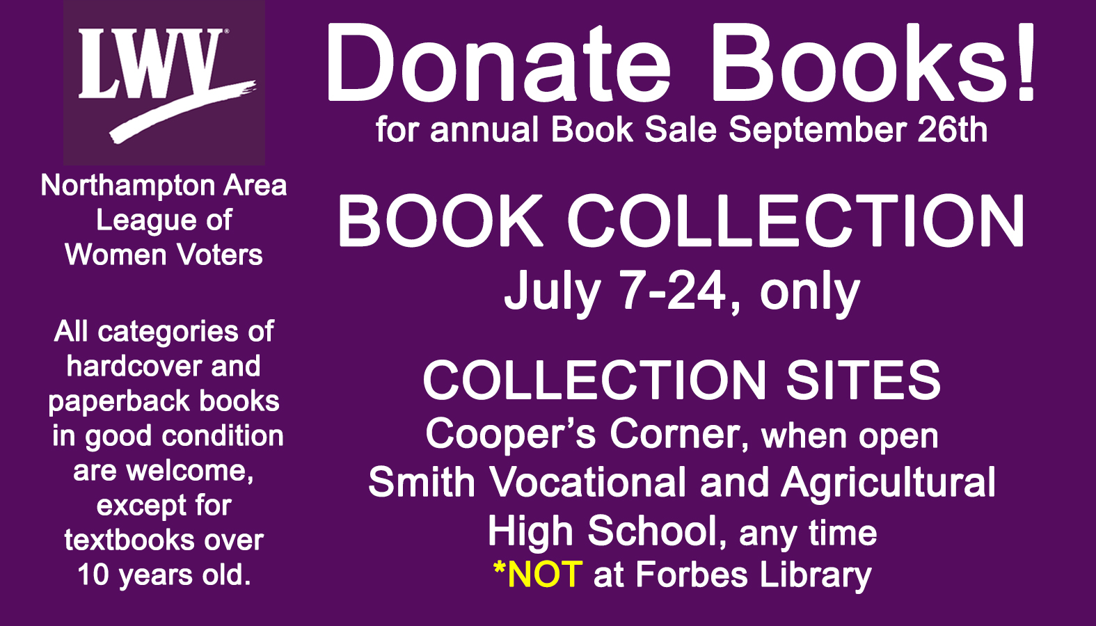 Donate books for September 26 book sale
